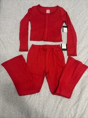 art class Red Ribbed Two-Piece Matching Set Small